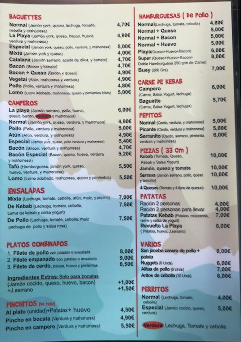 Menu La Playa Burguer Restaurant-1