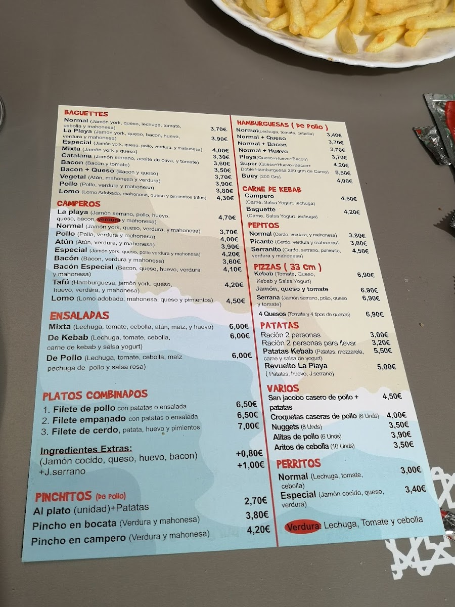 Menu La Playa Burguer Restaurant-2