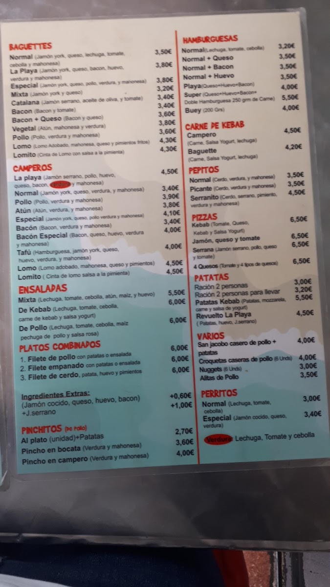 Menu La Playa Burguer Restaurant-4